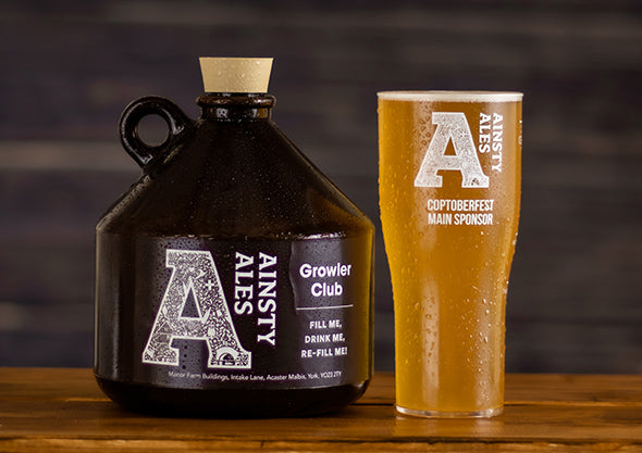 Ainsty Ales Growler with Pint Glass of Ainsty Ales Beer